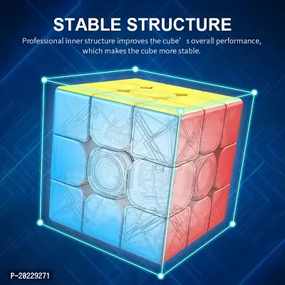 Speed Cube 3x3x3 Stickerless with Cube Tutorial - Turning Speedly Smoothly Magic Cubes 3x3 Puzzle Game Brain Toy for Kids and Adult