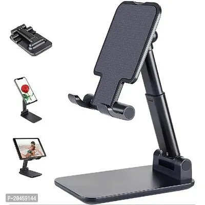 Cell Phone Stand, iPad Adjustable Height and  Stand for Desk, Foldable Holder Stand Compatible 4-11 Inch All Mobile ,Tablet - Black-thumb0