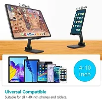 Cell Phone Stand, iPad Adjustable Height and  Stand for Desk, Foldable Holder Stand Compatible 4-11 Inch All Mobile ,Tablet - Black-thumb1