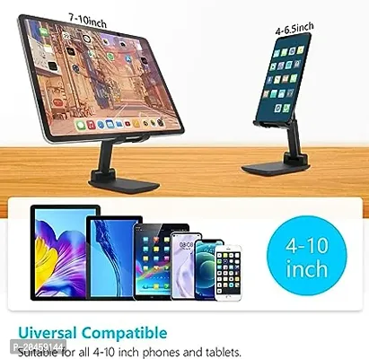 Cell Phone Stand, iPad Adjustable Height and  Stand for Desk, Foldable Holder Stand Compatible 4-11 Inch All Mobile ,Tablet - Black-thumb2