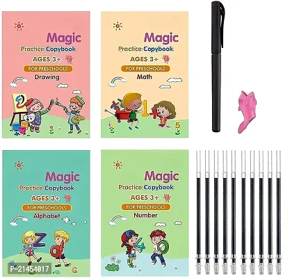 Magic Practice Copybook, (4 BOOK + 10 REFILL+ 2 Pen +2 Grip) Number Tracing Book for Preschoolers with Pen-thumb3