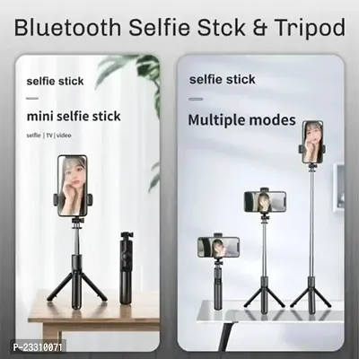 Stick for Selfie Stick Tripod Phone Holder with Detachable Wireless Remote, Compatible with , Android Smartphone  Lightweight (Black)*pack of 1