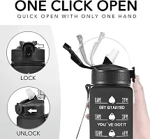 Unbreakable Sipper Straw 1 Liter Drinking Water Bottle with Motivational Time Marker-thumb2