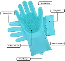 dish washing gloves silicon cleaning gloves (1 pair) 1 hand set-thumb1