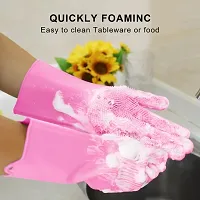 dish washing gloves silicon cleaning gloves (1 pair) 1 hand set-thumb2