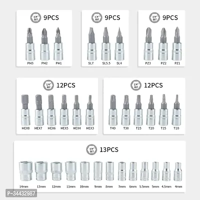 46-Piece 1/4-Inch Socket Set with Quick-Release Ratchet, Screwdriver Kit, Extension for Manual Use on AutomobilesTrucks with Storage Case-thumb2