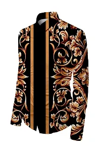 RK Collection Slowrose Men's Polycotton Fully Digital Printed Unstitched Shirt Fabric Piece For Men And Boys (2.35 Meter) (Black)-thumb2