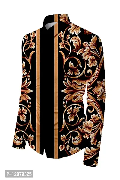 RK Collection Slowrose Men's Polycotton Fully Digital Printed Unstitched Shirt Fabric Piece For Men And Boys (2.35 Meter) (Black)-thumb3