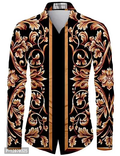 RK Collection Slowrose Men's Polycotton Fully Digital Printed Unstitched Shirt Fabric Piece For Men And Boys (2.35 Meter) (Black)-thumb0