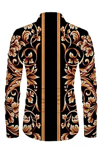 RK Collection Slowrose Men's Polycotton Fully Digital Printed Unstitched Shirt Fabric Piece For Men And Boys (2.35 Meter) (Black)-thumb1