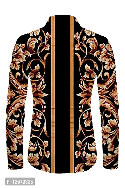 RK Collection Slowrose Men's Polycotton Fully Digital Printed Unstitched Shirt Fabric Piece For Men And Boys (2.35 Meter) (Black)-thumb2
