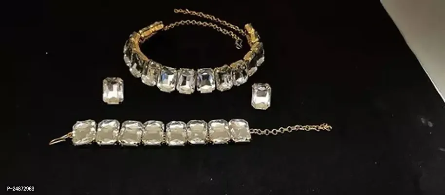 Stylish Silver Brass Jewellery Set For Women