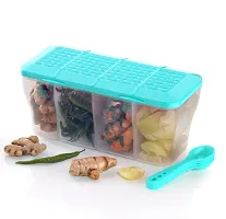 Useful Plastic 4 Section Spice Container Box with 4 Spoons- 1800ml-thumb2