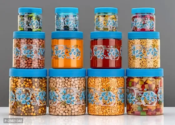 Useful Plastic Storage Jar with Airtight Lid- 12 Pieces