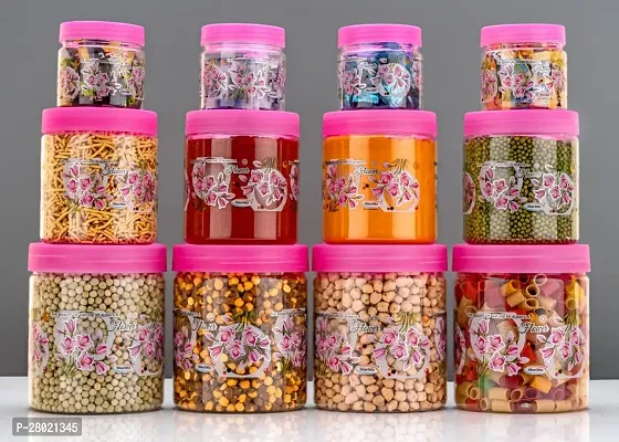 Useful Plastic Storage Jar with Airtight Lid- 12 Pieces