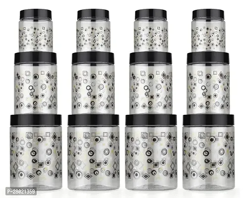 Useful Plastic Transparent Storage Jars with Airtight Lids- 12 Pieces