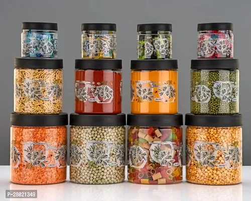 Useful Plastic Storage Jar with Airtight Lid- 12 Pieces