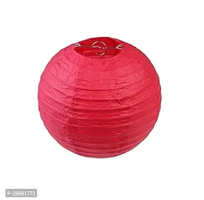 Hanging Paper Lamp Lantern for Decoration Home, Office, Garden, Red Colour 8 inch Size Pack of 2-thumb0