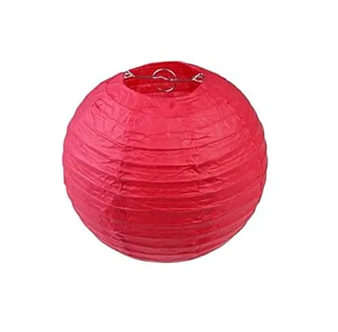 Hanging Paper Lamp Lantern for Decoration Home, Office, Garden, Red Colour 8 inch Size Pack of 2