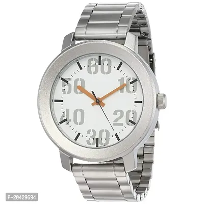 3121SM01 White Strap Silver Chain Premium Analog Timepiece For Boys  Men