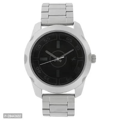 3123SM01 Black Strap Silver Chain Premium Analog Watch For Men-thumb0