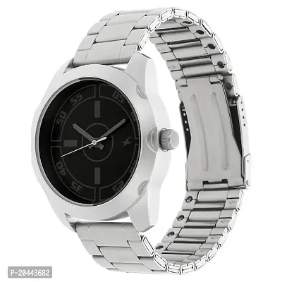 3123SM01 Black Strap Silver Chain Premium Analog Watch For Men-thumb2