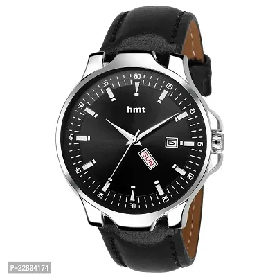 Day  Date Functioning hmt 2338672SL01 Black Strap Leather Black Premium Analog Watch For Boys  Men