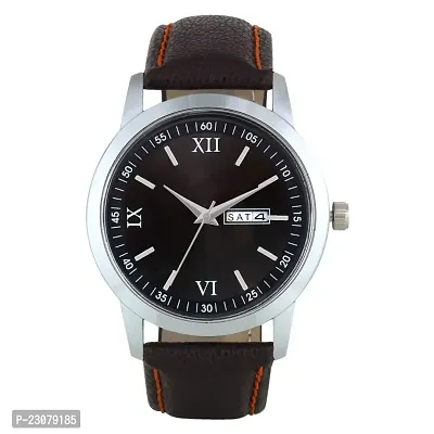 Day  Date Functioning Giomex 328SL01 Dial Black Strap Leather Brown Premium Analog Timepiece For Boys  Men