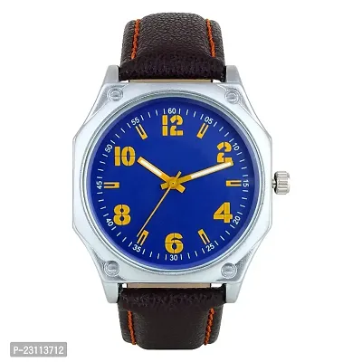 Latest Trendy Watch 301SL01 Dial Blue Strap Leather Brown Premium Analog Wrist Watch For Boys  Men