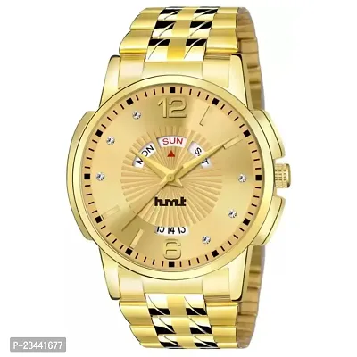 Latest Trendy Watch Dial Gold With Golden Chain Premium Analog Wrist Watch For Boys  Men-thumb0