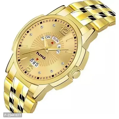 Latest Trendy Watch Dial Gold With Golden Chain Premium Analog Wrist Watch For Boys  Men-thumb2