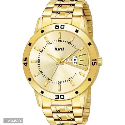 Latest Trendy Watch Dial  Gold With Gold Plated Chain Premium Analog Wrist Watch For Boys  Men