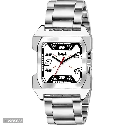 1474SM01 Black Silver Strap Stainless Steel Chain Premium Analog Wrist Watch For Men