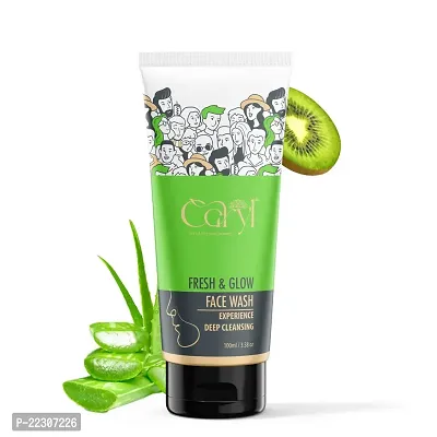 Caryl 100 ML Fresh  Glow Face Wash With Aloe Vera,Turmeric Extract  Kiwi Fruit Extract - Cleansing Skin Whitening Facial Foam Paraben Free -Men and Women Suitable for All Skin Types