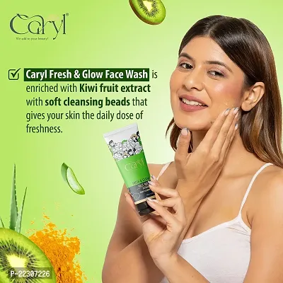 Caryl 100 ML Fresh  Glow Face Wash With Aloe Vera,Turmeric Extract  Kiwi Fruit Extract - Cleansing Skin Whitening Facial Foam Paraben Free -Men and Women Suitable for All Skin Types-thumb4