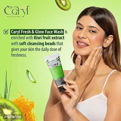 Caryl 100 ML Fresh  Glow Face Wash With Aloe Vera,Turmeric Extract  Kiwi Fruit Extract - Cleansing Skin Whitening Facial Foam Paraben Free -Men and Women Suitable for All Skin Types-thumb2