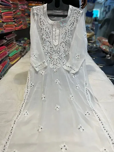 Elegant Chiffon Chikankari Kurta For Women