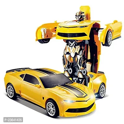Stylish Plastic Car to Robot Converting Toy for Kids with Bright Lights and Music-thumb0