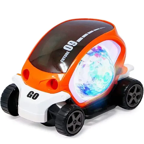 Stylish Plastic 360 Degree Rotating Stunt Car Bump and Go Toy with 4D Lights And Sounds For Kids