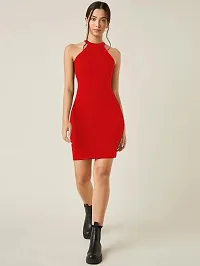 Classy Fashion Women's Midi Bodycon Dress (CF113_Red_M)-thumb3
