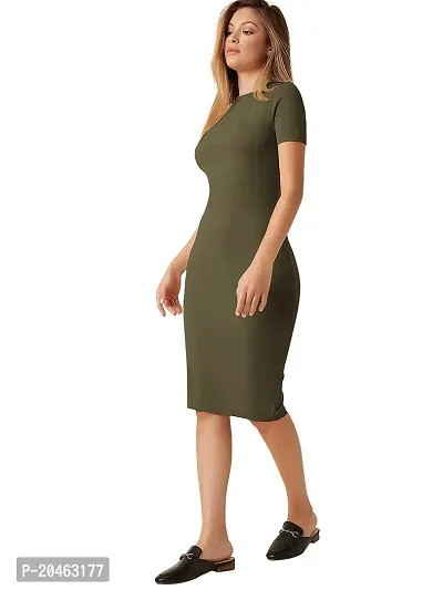 Classy Fashion Women's Knee Length Bodycon Dress (CF101_Full_BC_mahendi_M)-thumb5