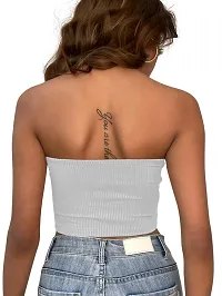 Classy Fashion Backless Ribbed Knit Halter Girl's and Women Top (Large, White)-thumb1