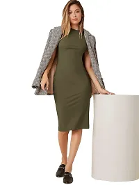 Classy Fashion Women's Knee Length Bodycon Dress (CF101_Full_BC_mahendi_M)-thumb1
