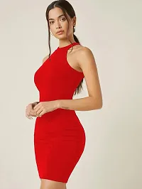 Classy Fashion Women's Midi Bodycon Dress (CF113_Red_M)-thumb4