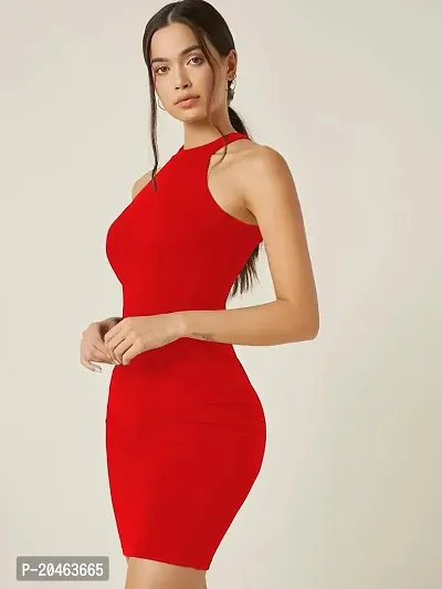 Classy Fashion Women's Midi Bodycon Dress (CF113_Red_M)-thumb5