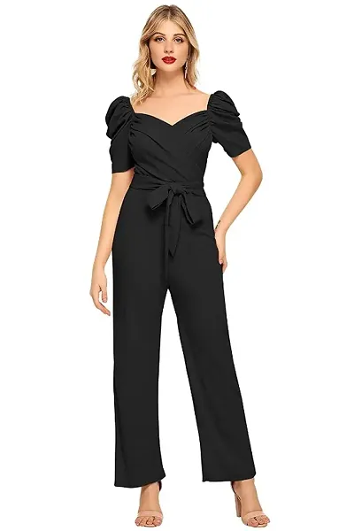 Stylish Lycra Solid Cocktail Maxi Jumpsuit For Women