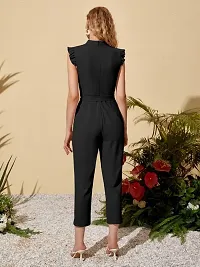 Classy Fashion Polyester Spandex Mock-Neck Ruffle Cuff Self Belted Jumpsuit-thumb4