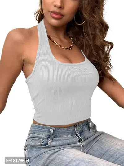 Classic Cotton Solid Crop Top for Womens-thumb4