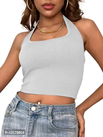 Classic Cotton Solid Crop Top for Womens-thumb5