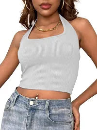 Classy Fashion Backless Ribbed Knit Halter Girls And Women Top-thumb1